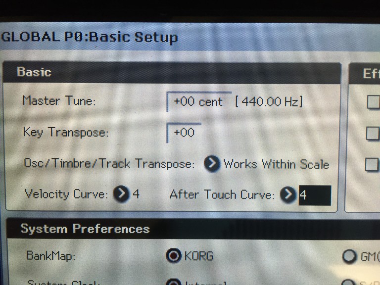 Step 1: Press the arrow for the Aftertouch Curve